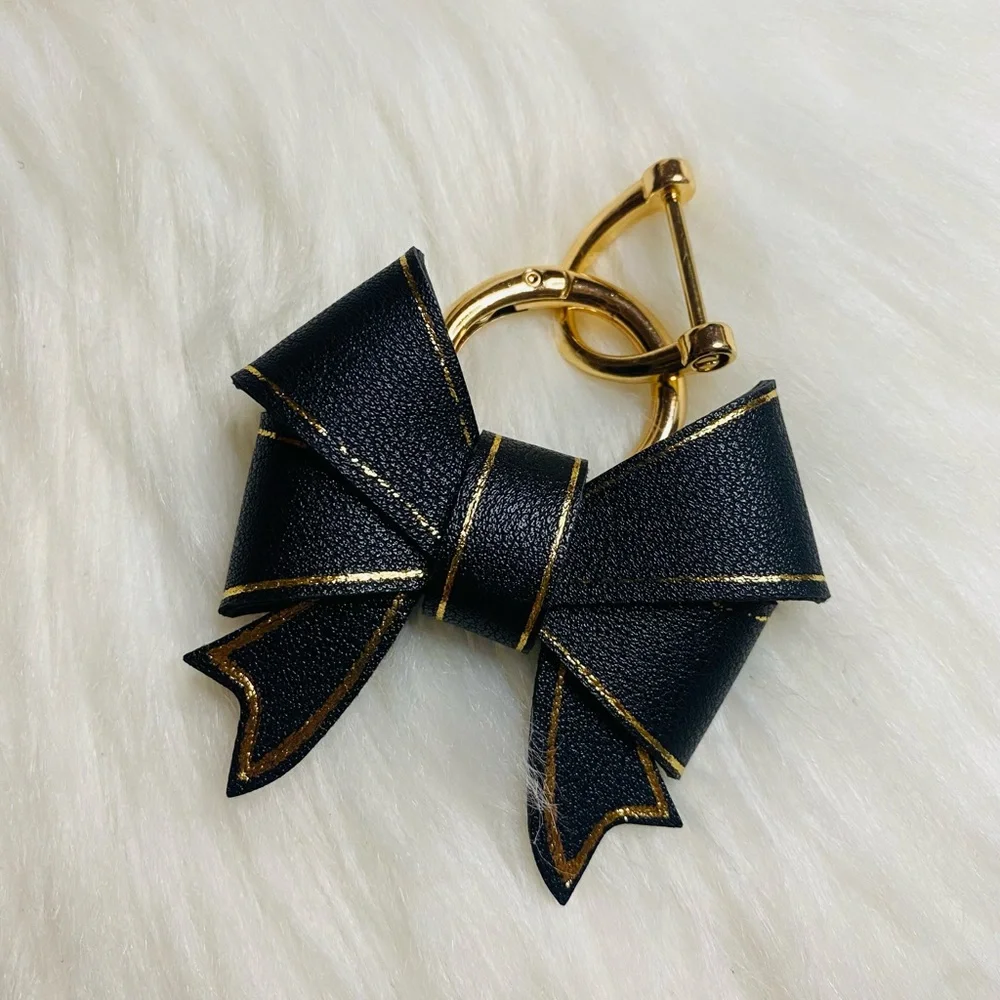Black Bow Bag Charm Key Ring Fob Keychain Purse Charm New Handmade Gift